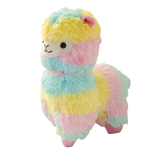 DANAIM Simulation Regenbogen Alpaka Plüschtier, Farbe Lama Stofftier Großes Alpaka Lustige Alpaka Puppe Spielzeug Kinder Geschenke Niedliches Schaf Kissen(35cm) von DANAIM