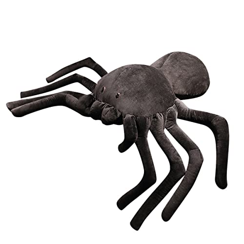 DANAIM Simulation Schwarze Spinne Stofftier, Spinne Plüschtier Großes Kissen Weiches Kissen Süße Wüstentiere Puppen Geschenk for Kinder Geburtstag Weihnachten Halloween(120cm) von DANAIM