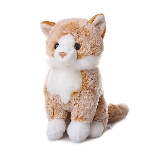 DANAIM Simulation Zibetkatze Stofftier 9,85 Zoll Süße Katze Plüschtier Ostern Kätzchen Plüschpuppe, Kindergeschenke for Kinder Geburtstag Weihnachten(Beige) von DANAIM