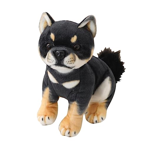 DANAIM Walisischer Hund Plüschtier, 13,7 Zoll Süßer Hund Kuscheltier Welpenkissen Umarmungsspielzeug Geschenke for Kinder Geburtstag Weihnachten(Black,25CM) von DANAIM