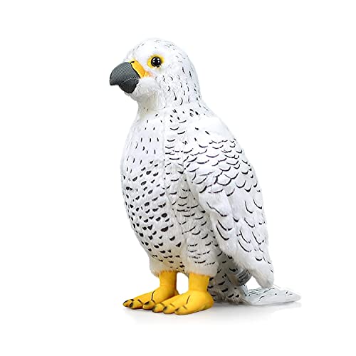 DANAIM Weißer Simulations-Gyrfalcon-Vogel, Weich Gefülltes Plüschtier, Lebensechte Falken-Puppen, Lustige Ornament-Plüsch-Geschenk for Kinder, Geburtstag, Weihnachten, Halloween, Heimdekoration von DANAIM