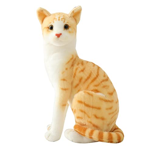 Realistisches Siamkatzen-Plüschtier, Kurzhaarkatze, Plüschtier, Niedliches Haustier, Kätzchen, Weiches Umarmungskissen, Puppen, Geschenke For Kinder, Geburtstag, Weihnachten, Halloween(Yellow,35cm) von DANAIM