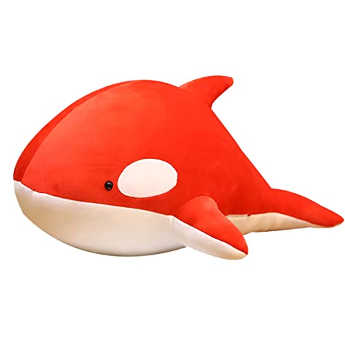 Wal-Plüschtier, Lebensechter Schwarzer Fisch, Langer Großer Killerwal, Stofftierspielzeug, Riesiges 40-Zoll-Killerwal-Spielzeug, Plüschpuppe, Meereslebewesen, Fische, Geschenke For Kinder(Red,100cm) von DANAIM