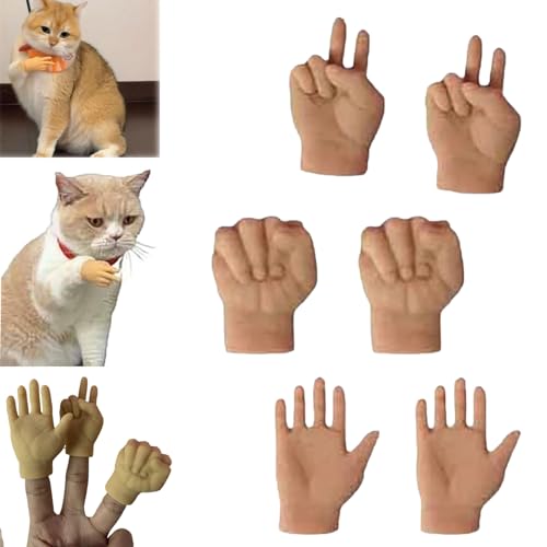 Mini Hands for Cats, Tiny Hands for Cats, Finger Puppets, Tiny Folded Finger Hands for Cats Paws, Mini Human Crossed Hands for Cats, Cat Mini Hands, Stretchable Hands Cat Interactive Toy (Combo A) von DANC