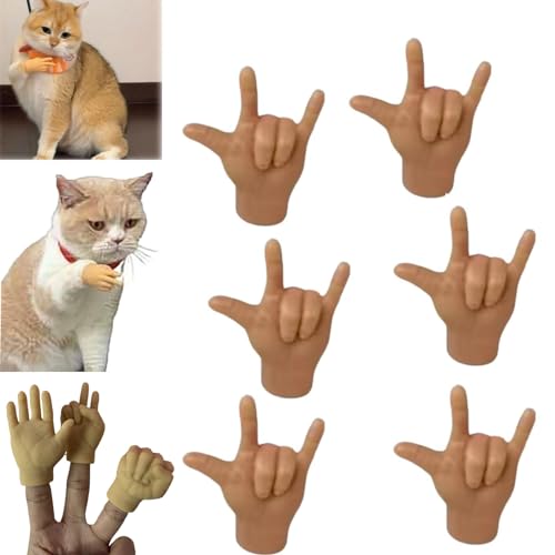 Mini Hands for Cats, Tiny Hands for Cats, Finger Puppets, Tiny Folded Finger Hands for Cats Paws, Mini Human Crossed Hands for Cats, Cat Mini Hands, Stretchable Hands Cat Interactive Toy (Combo C) von DANC