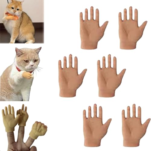 Mini Hands for Cats, Tiny Hands for Cats, Finger Puppets, Tiny Folded Finger Hands for Cats Paws, Mini Human Crossed Hands for Cats, Cat Mini Hands, Stretchable Hands Cat Interactive Toy (Combo D) von DANC