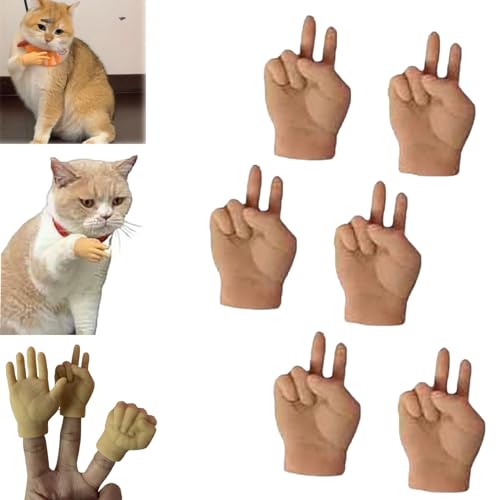 Mini Hands for Cats, Tiny Hands for Cats, Finger Puppets, Tiny Folded Finger Hands for Cats Paws, Mini Human Crossed Hands for Cats, Cat Mini Hands, Stretchable Hands Cat Interactive Toy (Combo E) von DANC