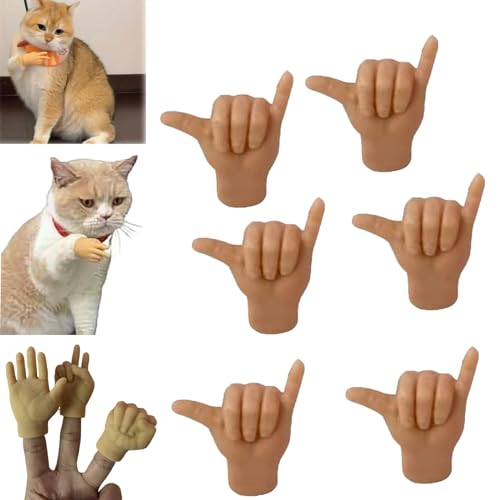 Mini Hands for Cats, Tiny Hands for Cats, Finger Puppets, Tiny Folded Finger Hands for Cats Paws, Mini Human Crossed Hands for Cats, Cat Mini Hands, Stretchable Hands Cat Interactive Toy (Combof) von DANC