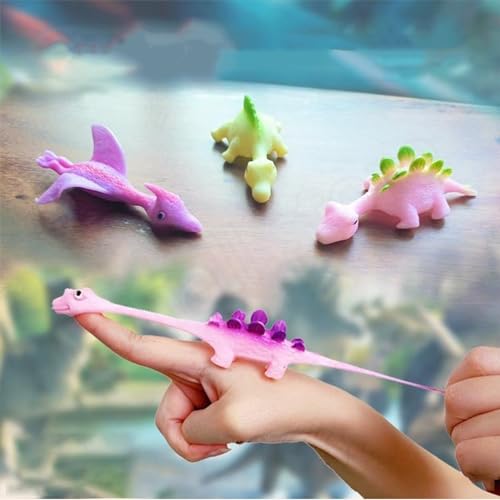 Slingshot Dinosaur Finger Toys, Slingshot Dinosaur Rubber Finger Toys, Slingshot Animal Toys, Christmas Party Stress Reliever Funny Slingshot Toy (10Pcs) von DANC