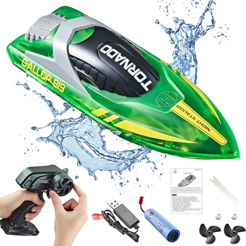 DANNEEFORSU7 Ferngesteuertes Boot für Pool - RC Boot mit LED-Licht für Erwachsene, 2.4 GHz Ferngesteuerte Boote RC Rennboot, Speedboot Ferngesteuert RC Boat Spielzeug Geschenk für Kinder und Erwachsen von DANNEEFORSU7