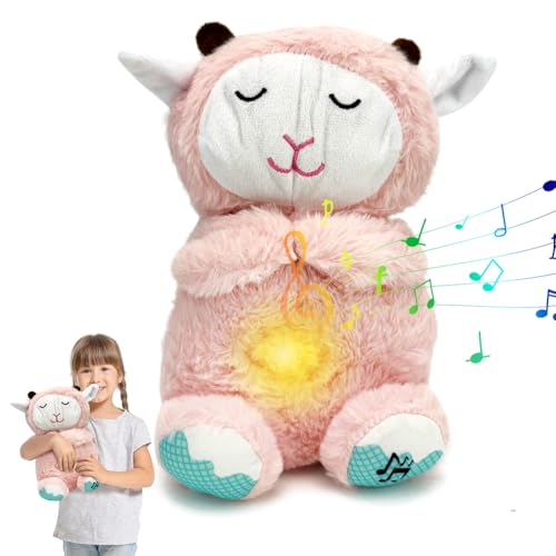 DANNEEFORSU7 Schlummer Otter, Otter Kuscheltier mit Herzschlag und Musik, Breathing Otter mit Baby Schafe Spielzeug Geeignet für Neugeborene Baby Weihnachten Geburtstag Neujahr Geschenke für Kinder von DANNEEFORSU7