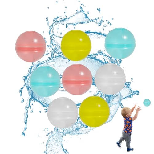 DANNEEFORSU7 Wiederbefüllbare Wasserbomben, Wasserbomben Selbstschließend, 6 Stück Schnell befüllbare Silikon Wasserbomben Set für Kinder Erwachsene,Outdoor/Poolparty/Strand Wasserspielzeug für Sommer von DANNEEFORSU7