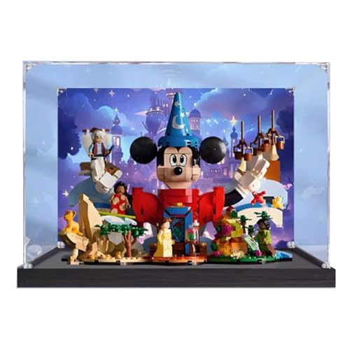 Acryl-Vitrine, kompatibel mit Lego 21352 Magic World-Modell, staubdichte Vitrine, Geschenkmodell, transparent, kompatibel mit Lego (nur Vitrine) (Hintergrund (schwarzer Sockel) von DANRUN