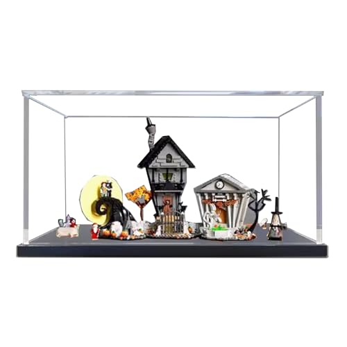 Acryl-Vitrine Box Kompatibel mit Lego 21351 Heiligabend Scare Modell, Schutz, Staubdichte Vitrine Geschenkmodell, Transparent, Kompatibel mit Lego (nur Vitrine) (Schwarzer Boden) von DANRUN