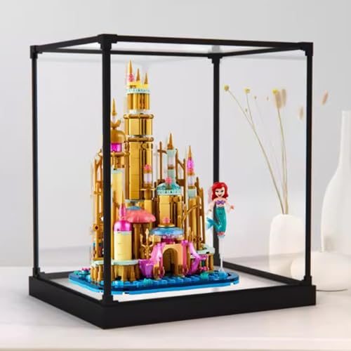 Acryl-Vitrine Box Kompatibel mit Lego 40708 Mini Kleine Meerjungfrau Schloss Modell, Schutz Vitrine Geschenkmodell, Transparent, Kompatibel mit Lego (nur Vitrine) (Weißer Boden) von DANRUN