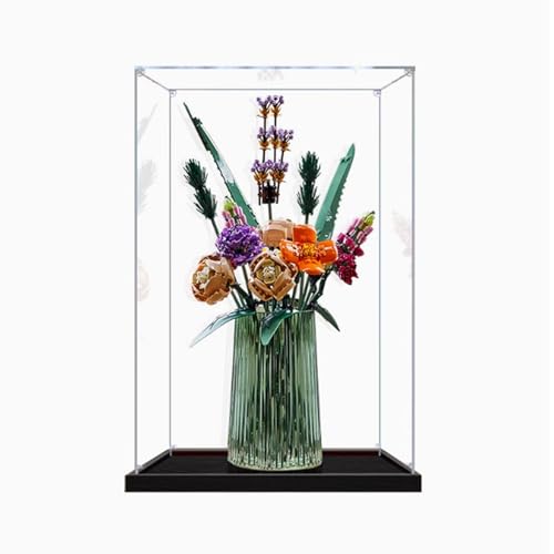 Acryl-Vitrine Box kompatibel mit Lego 10280 Bouquet of Forever Flowers Modell, Schutzvitrine Geschenkmodell, kompatibel mit Lego (nur Vitrine) (transparent (schwarzer Sockel) von DANRUN