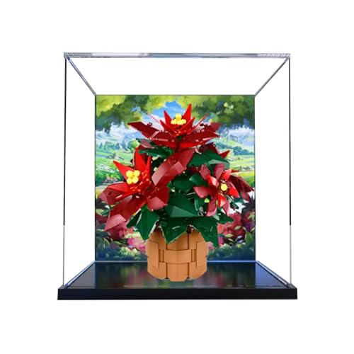 Acryl-Vitrine Box kompatibel mit Lego 10370 Red Flower Bonsai Modell, Schutzvitrine Geschenkmodell, transparent, kompatibel mit Lego (nur Vitrine) (Hintergrund) von DANRUN