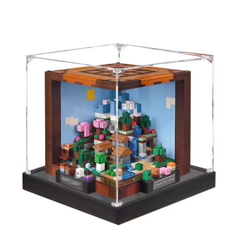 Acryl-Vitrine Box kompatibel mit Lego 21265 Creative Workbench Modell, staubdichte Vitrine Geschenkmodell, transparent, kompatibel mit Lego (nur Vitrine) (gebürsteter schwarzer Boden) von DANRUN