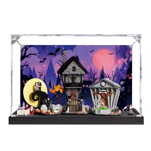 Acryl-Vitrine Box kompatibel mit Lego 21351 Christmas Night Fright Modell, Vitrine Geschenkmodell, transparent, kompatibel mit Lego (nur Vitrine) (Hintergrund (B)) von DANRUN