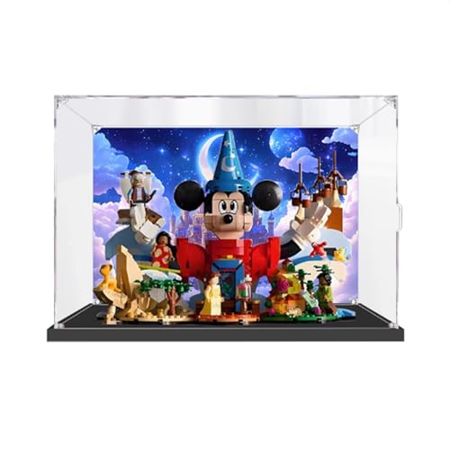 Acryl-Vitrine Box kompatibel mit Lego 21352 Magic World Modell, Schutz, staubdichte Vitrine, Geschenkmodell, transparent, kompatibel mit Lego (nur Vitrine) (Hintergrund (öffnende Tür)) von DANRUN