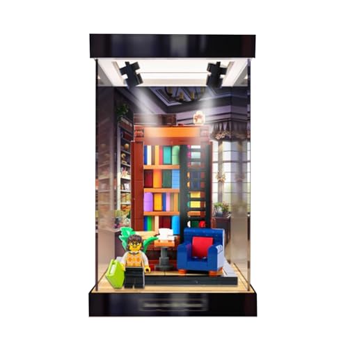 Acryl-Vitrine Box kompatibel mit Lego 40698 Eingeschränktes Bücherregal Buchish Modell, Schutzvitrine Geschenkmodell, kompatibel mit Lego (nur Vitrine) (Stil A (mit Lichtern)) von DANRUN