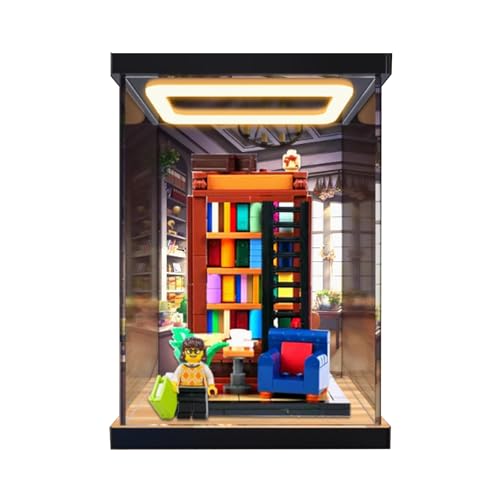 Acryl-Vitrine Box kompatibel mit Lego 40698 Eingeschränktes Bücherregal Buchish Modell, Schutzvitrine Geschenkmodell, kompatibel mit Lego (nur Vitrine) (Stil B (mit Lichtern)) von DANRUN