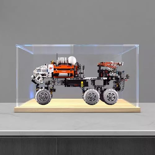 Acryl-Vitrine Box kompatibel mit Lego 42180 Mars Manned Exploration Rover Modell, Vitrine Geschenkmodell, kompatibel mit Lego (nur Vitrine) (Golden Oak Base) von DANRUN