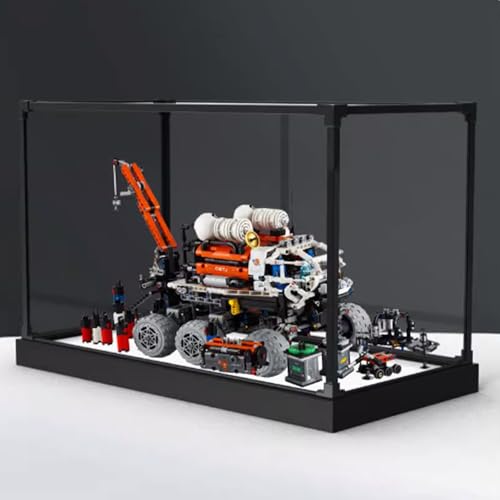 Acryl-Vitrine Box kompatibel mit Lego 42180 Mars Manned Exploration Rover Modell, Vitrine Geschenkmodell, transparent, kompatibel mit Lego (nur Vitrine) (Legierungsrahmen, weißer Sockel) von DANRUN