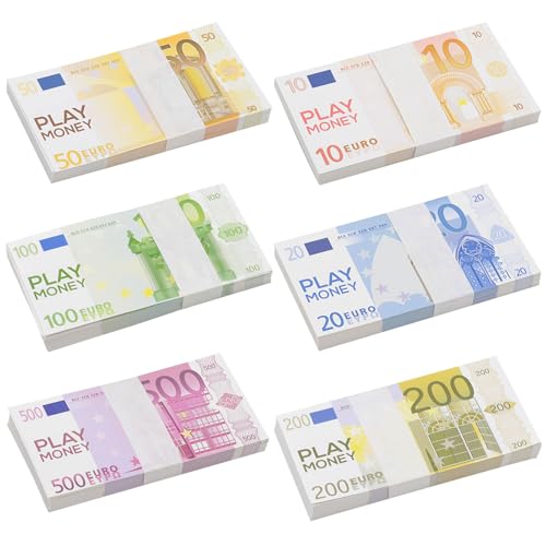 DAOOZHU Spielgeld Set,180 Blätter Spielgeld Euro Scheine,Fake Geld,Fake Money,10 Euro,20 Euro,50 Euro,100 Euro,200 Euro,500 Euro für Kinder Lern und Spielzwecke von DAOOZHU