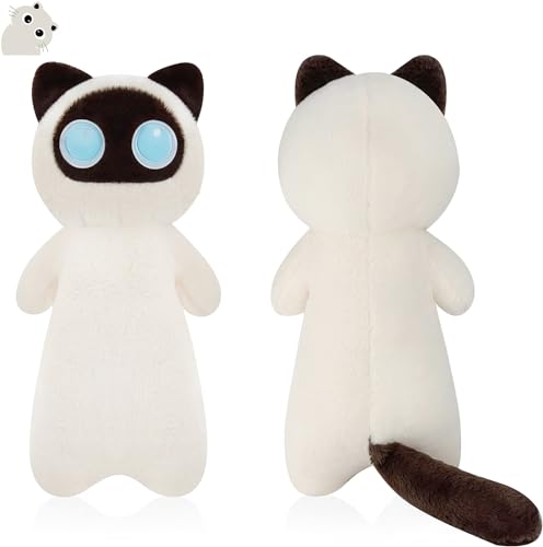 TRAVELKNOT Katze Stofftier Plüsch Weiß Katzen Kissen Plüschtier Spielzeug Dekor Wohnzimmer Große Augen Katze Geschenk Kinder Mädchen Freundin 60CM von TRAVELKNOT