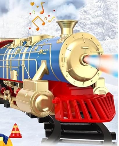 DAOUZL Elektrischer Zug für Kinder,Spielzeugeisenbahn mit Rauch,Licht und Sound,Playmobil Eisenbahn,Weihnachtszug Elektrisch,Elektrische Eisenbahn,Elektrischer Zug Spielzeug für Kinder ab 5 Jahren (A) von DAOUZL