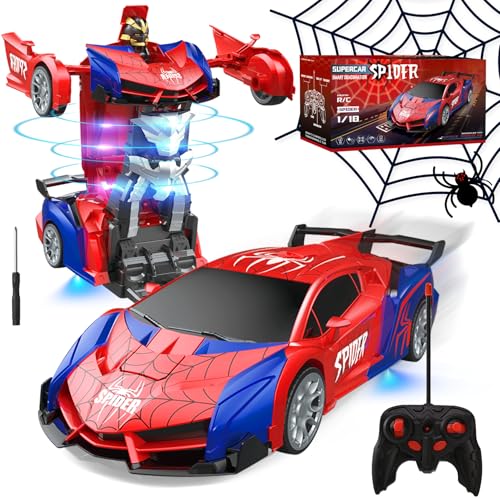 DAOUZL Ferngesteuertes Auto, 1:18 Spider RC Auto mit Fernbedienung, 2.4GHz Transformation Roboter Spider RC Auto mit Fernbedienung, RC ferngesteuertes Spielzeug für Jungen Mädchen 3 4 5 6 7 8+ Jahre von DAOUZL