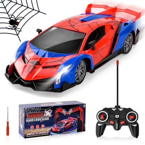 DAOUZL Ferngesteuertes Auto, 1:18 Spider RC Auto mit Fernbedienung, 2.4Ghz mit LED Licht, Drift Car Spider Modell RC Auto Spielzeug, RC ferngesteuertes Spielzeug für Jungen Mädchen 3 4 5 6 7 8+ Jahre von DAOUZL