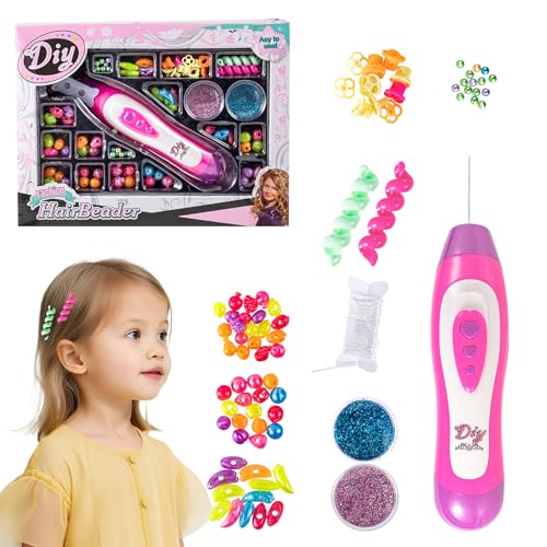 DAOUZL Haarflechtmaschine Mädchen mit Haarperlen Glitter, Flechthilfe Haare für Kinder Bastelsets, Haarflechter Haarperlen Maschine, Magic Hair Styling Tools für Geschenk Mädchen 5 6 7 8 9 10 Jahre von DAOUZL