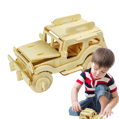 DASHIELL Automodell-Puzzles,Auto-Holzpuzzle - 3D-Puzzle-Set für Holzfahrzeuge,Kits zum Bauen von Fahrzeugen, Holzpuzzle-Modelle für Kinder zum Bauen, Denksport-Lernpuzzle von DASHIELL