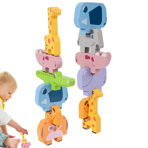 DASHIELL Holz-Stapelbausteine,BAU-Stapelbausteine | Holzpuzzles Tier-Stapelbausteine - Hölzernes Stapelspielzeug, Balancespiel, Spielzeug für Kinder und Kinder von DASHIELL