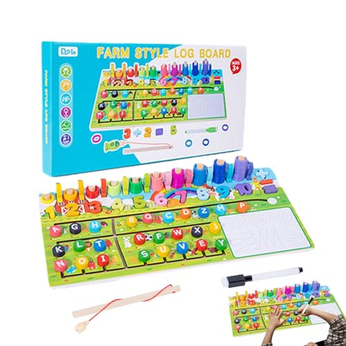 DASHIELL Holz-Zahlenbrett-Puzzle, Zahlenpuzzle, Spielzeug, passendes Spielbrett, Buchstaben-Verkehrs-Mathe-Spiele, logarithmisches Holz-Puzzlebrett für Jungen und Mädchen ab 3 von DASHIELL