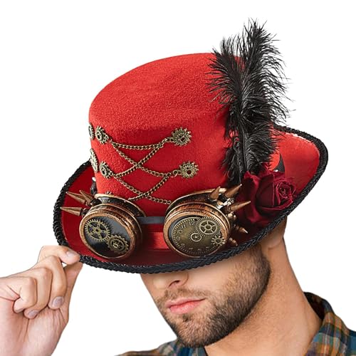 DASHIELL Unisex Steampunk-Hut, Gothic-Kostüm, Karneval, Unisex, Zylinder mit Brille, Verkleidungszubehör für Film-Requisiten, Verkleidungspartys, Festivals, Kostümpartys und Cosplay-Partys von DASHIELL