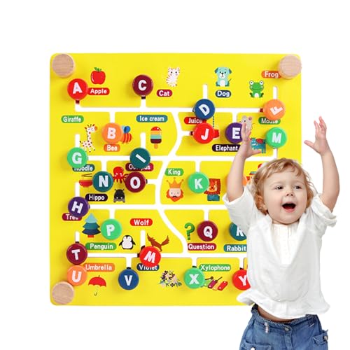 DASHIELL -Zahlenlabyrinth-Spielzeug, Holzpuzzlebrett | Passendes Aktivitätsbrett-Spielzeug zum Lernen von Buchstaben und Zahlen,Pädagogisches Feinmotorik-Labyrinthspiel aus Holz von DASHIELL