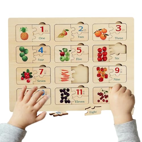 DASHIELL Zahlenpuzzle aus Holz, Zahlenlernpuzzle für Kleinkinder - Kognitives Zahlenrätsel-Spiel - -Zählspielzeug, Spielspiel, motorische Fähigkeiten, frühes Lernspielzeug von DASHIELL