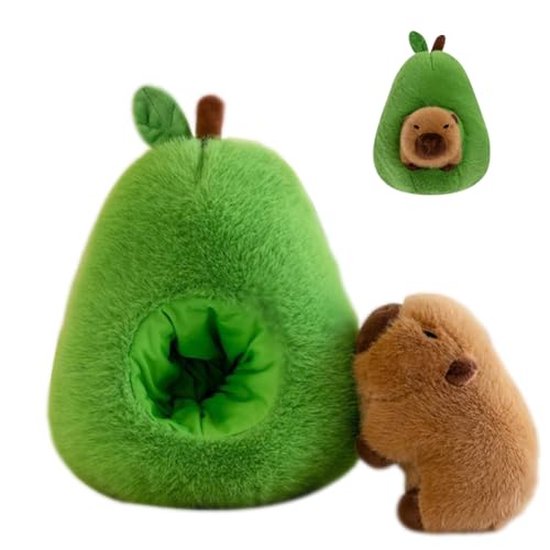 DASIAUTOEM 35cm Simulation Capybara Plüschtier, Niedlichen Capybara Kuscheltier, Puppen, Capybara Spielzeug, Avocado Papiertüten Grasbär Abnehmbares Plüschtier, Geeignet für Kinder von DASIAUTOEM