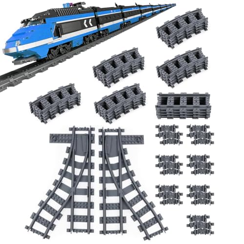 DASIAUTOEM Bausteine Zug Schienen Set, 40 Stück City Eisenbahn Schienen for Train, Eisenbahn Schienen City Zug Zubehör for Train, City Schienen Set, Erweiterungsset für Kinder Jungen Mädchen von DASIAUTOEM