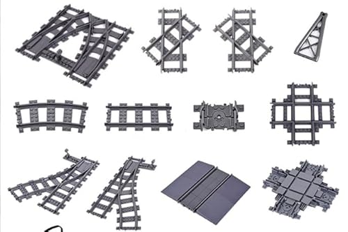 DASIAUTOEM Bausteine Zug Schienen Set, 40 Stück City Eisenbahn Schienen for Train, Eisenbahn Schienen City Zug Zubehör for Train, City Schienen Set, Erweiterungsset für Kinder Jungen Mädchen von DASIAUTOEM