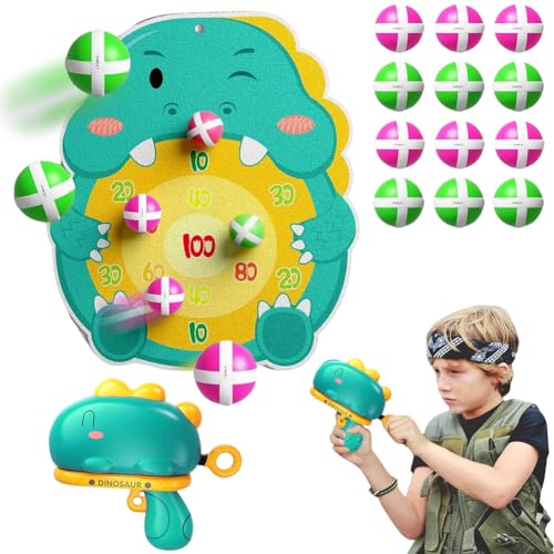 DASIAUTOEM Dartscheibe Schießspielzeug, 12 Bälle Innen im Freien Spiele Dart Board Wurfspiel Spielzeugpistolen mit Zielscheibe, Dinosaurier/Wal Indoor Outdoor für 3-8 Jahre alte Kinder (Dinosaurier) von DASIAUTOEM