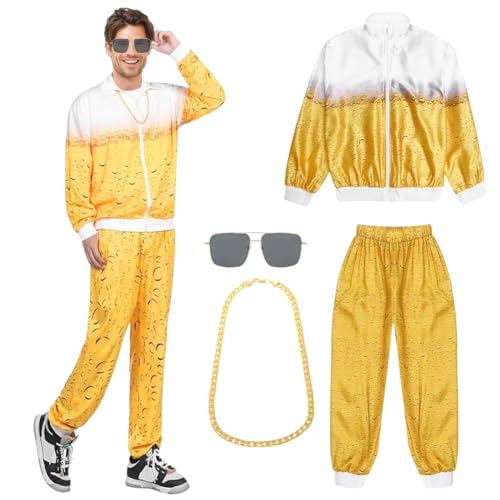 DASIAUTOEM Faschingskostüme Damen Herren, Party Fashion, Kostüm Trainingsanzug, 80er 90er Jahre Outfit Jacke Hose Anzug für Karneval, Mottoparty, Cosplay Fasching Kostüme Disco Rocker Retro (M) von DASIAUTOEM