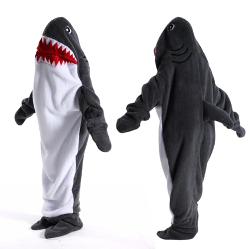 DASIAUTOEM Hai Blanket, Superweicher Shark Blanket Schlafsack, Shark Wearable Blanket für Erwachsene und Kinder, Shark Blanket Schlafsack für Jugendliche, Cosplay-Shows, Cartoon Pyjama Partys (140) von DASIAUTOEM