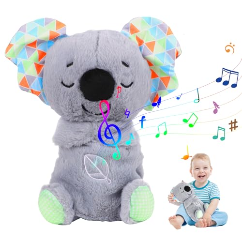 DASIAUTOEM Schlummer Koala mit Herzschlag, Kuscheltier mit Atembewegung und Musik, Koala Schlummer Kuscheltier, AnxietyRelief, Babyparty und Neugeborenen Geschenk Jungen Mädchen von DASIAUTOEM