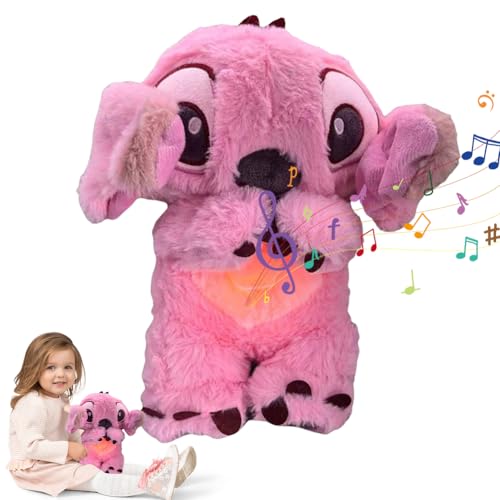 DASIAUTOEM Schlummer Kuscheltier, Kuscheltier mit Atembewegung und Musik, Schlummer mit Sanfter Musik, AnxietyRelief, Baby Erstausstattung Neugeborene Geschenk, Babyparty Geschenk (Rosa) von DASIAUTOEM