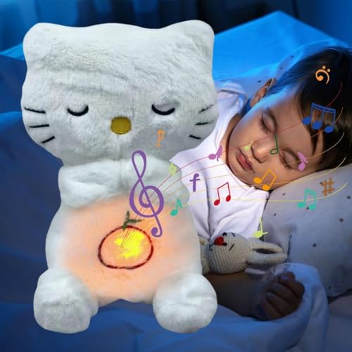 DASIAUTOEM Spieluhr Baby, Katzen Musik Kuscheltier, Schlafmusikspielzeug, Kuscheltier Katze mit Herzschlag Musik, Schlummertier Plüschtier Spielzeug für Kinder Familie Und Freunde Babys von DASIAUTOEM