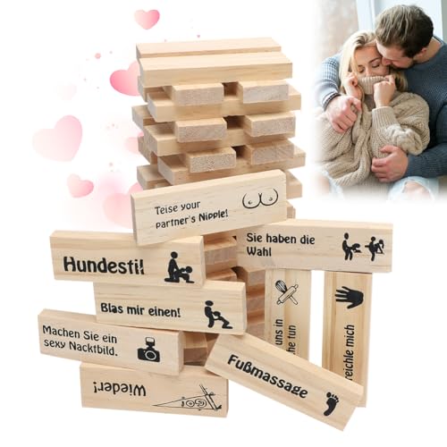 DASIAUTOEM The Lust Tower Blocks, Super Naughty Block Tower Game, Paar Spiele für Paare, 48 Holzblöcke mit Wahrheit Oder Pflicht Fragen und Herausforderungen, Lustiges Paarspiel für Erwachsene DASIAUTOEM The Lust Tower Blocks, Super Naughty Block Tower Game, Paar Spiele für Paare, 48 Holzblöcke mit Wahrheit Oder Pflicht Fragen und Herausforderungen, Lustiges Paarspiel für Erwachsene von DASIAUTOEM